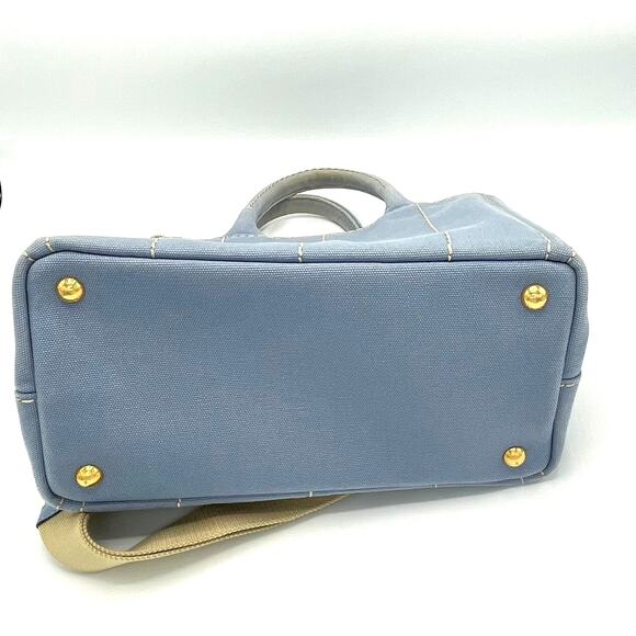 Prada Small Baby Blue Canapa Canvas with Dust Bag Tote Bag - Picture 7 of 12